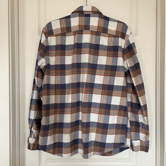 American Eagle Men’s Flannel Shirt – Plaid Button Down, Brown Blue White, Size L - Picture 3 of 7
